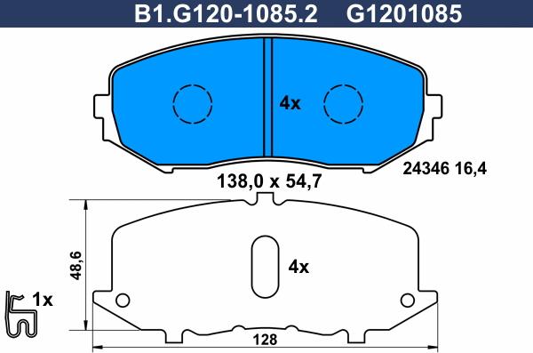 Galfer B1.G120-1085.2 - Тормозные колодки, дисковые, комплект avtokuzovplus.com.ua