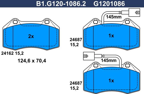 Galfer B1.G120-1086.2 - Гальмівні колодки, дискові гальма autocars.com.ua