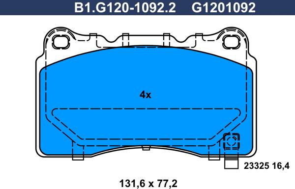 Galfer B1.G120-1092.2 - Тормозные колодки, дисковые, комплект autodnr.net