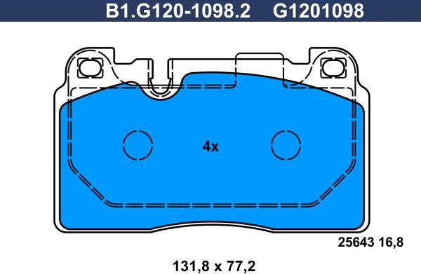 Galfer B1.G120-1098.2 - Тормозные колодки, дисковые, комплект autodnr.net
