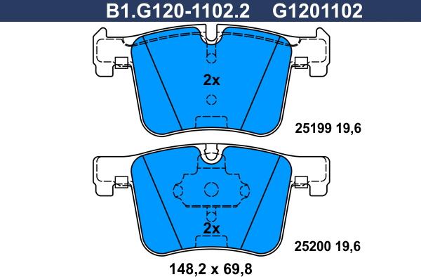 Galfer B1.G120-1102.2 - Гальмівні колодки, дискові гальма autocars.com.ua