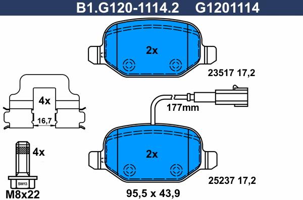 Galfer B1.G120-1114.2 - Гальмівні колодки, дискові гальма autocars.com.ua