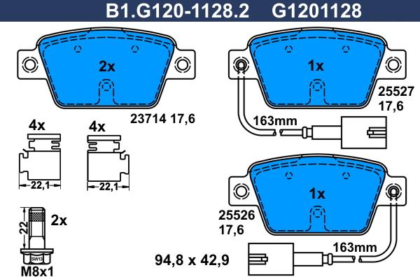 Galfer B1.G120-1128.2 - Тормозные колодки, дисковые, комплект avtokuzovplus.com.ua