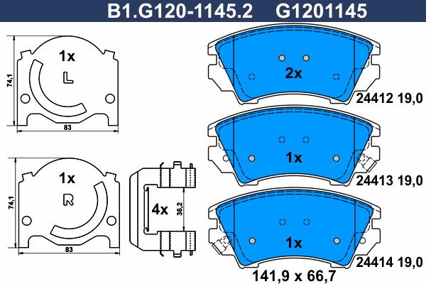 Galfer B1.G120-1145.2 - Тормозные колодки, дисковые, комплект autodnr.net