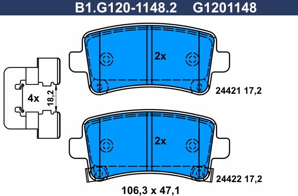 Galfer B1.G120-1148.2 - Тормозные колодки, дисковые, комплект autodnr.net