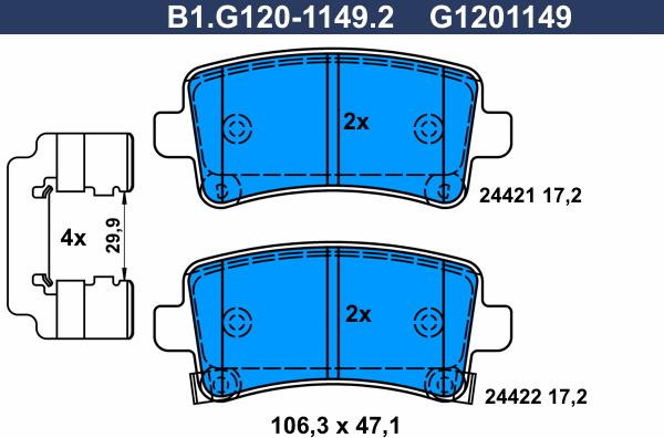 Galfer B1.G120-1149.2 - Тормозные колодки, дисковые, комплект autodnr.net