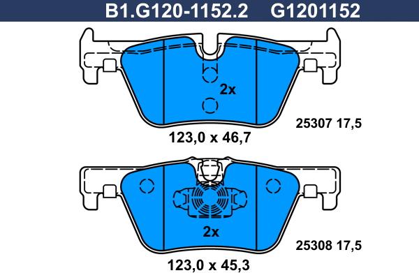 Galfer B1.G120-1152.2 - Гальмівні колодки, дискові гальма autocars.com.ua