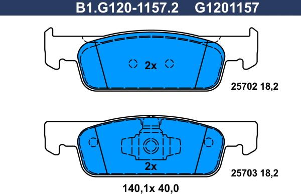 Galfer B1.G120-1157.2 - Гальмівні колодки, дискові гальма autocars.com.ua