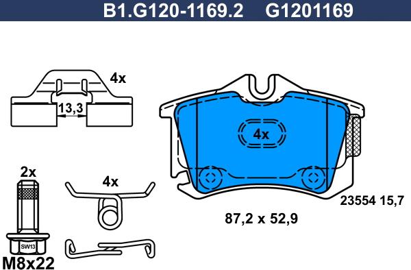 Galfer B1.G120-1169.2 - Тормозные колодки, дисковые, комплект autodnr.net