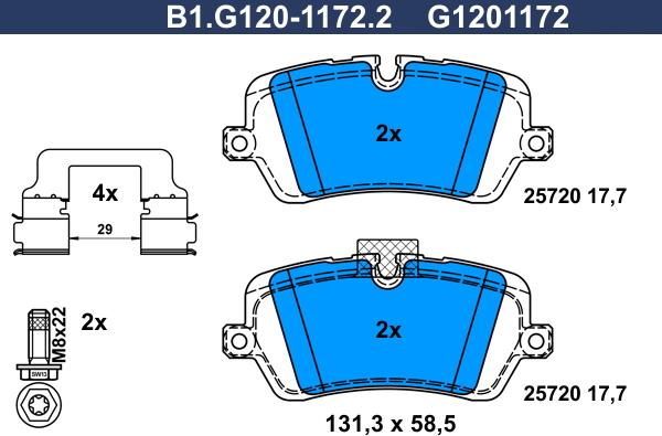Galfer B1.G120-1172.2 - Гальмівні колодки, дискові гальма autocars.com.ua