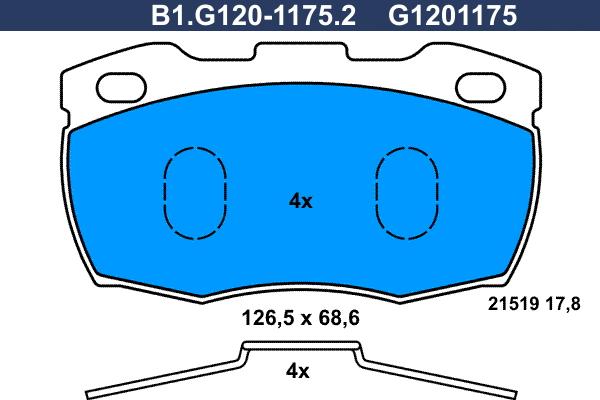 Galfer B1.G120-1175.2 - Гальмівні колодки, дискові гальма autocars.com.ua