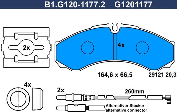 Galfer B1.G120-1177.2 - Гальмівні колодки, дискові гальма autocars.com.ua