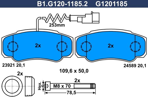Galfer B1.G120-1185.2 - Тормозные колодки, дисковые, комплект autodnr.net