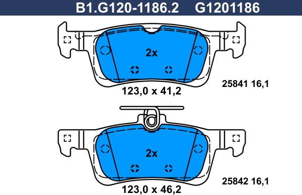 Galfer B1.G120-1186.2 - Гальмівні колодки, дискові гальма autocars.com.ua