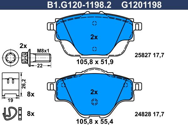 Galfer B1.G120-1198.2 - Тормозные колодки, дисковые, комплект autodnr.net