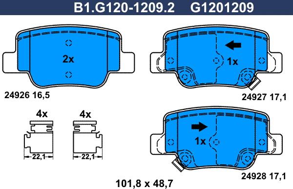 Galfer B1.G120-1209.2 - Гальмівні колодки, дискові гальма autocars.com.ua