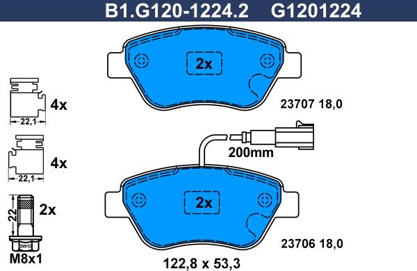 Galfer B1.G120-1224.2 - Тормозные колодки, дисковые, комплект avtokuzovplus.com.ua