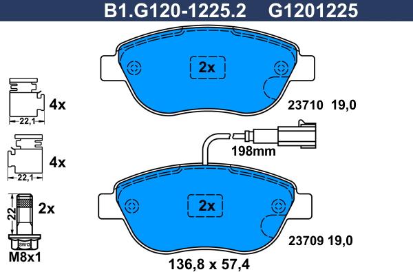 Galfer B1.G120-1225.2 - Гальмівні колодки, дискові гальма autocars.com.ua