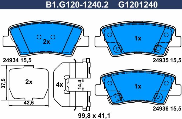 Galfer B1.G120-1240.2 - Тормозные колодки, дисковые, комплект avtokuzovplus.com.ua