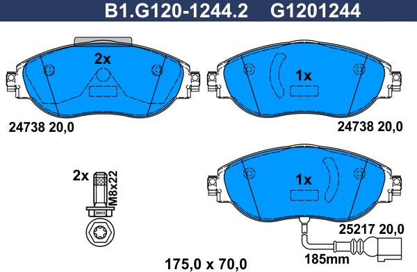 Galfer B1.G120-1244.2 - Тормозные колодки, дисковые, комплект avtokuzovplus.com.ua