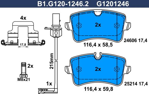 Galfer B1.G120-1246.2 - Тормозные колодки, дисковые, комплект avtokuzovplus.com.ua