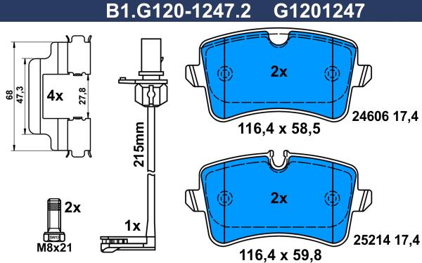 Galfer B1.G120-1247.2 - Гальмівні колодки, дискові гальма autocars.com.ua