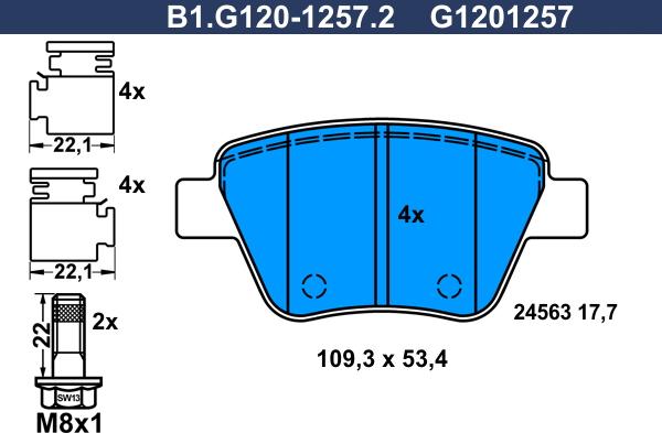 Galfer B1.G120-1257.2 - Гальмівні колодки, дискові гальма autocars.com.ua
