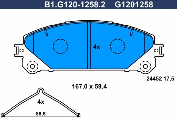 Galfer B1.G120-1258.2 - Тормозные колодки, дисковые, комплект avtokuzovplus.com.ua