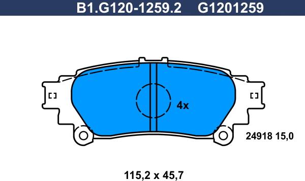 Galfer B1.G120-1259.2 - Гальмівні колодки, дискові гальма autocars.com.ua
