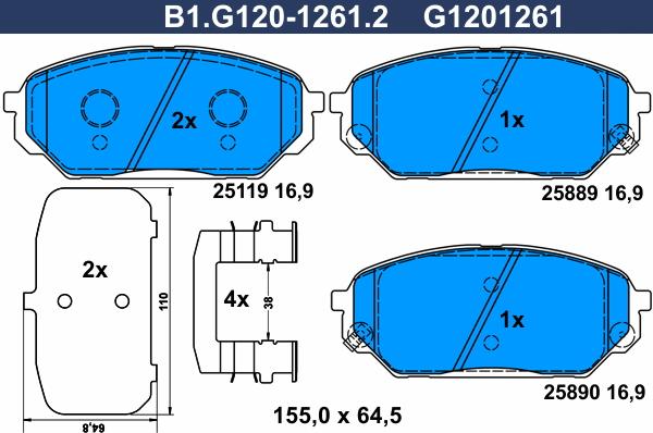 Galfer B1.G120-1261.2 - Гальмівні колодки, дискові гальма autocars.com.ua