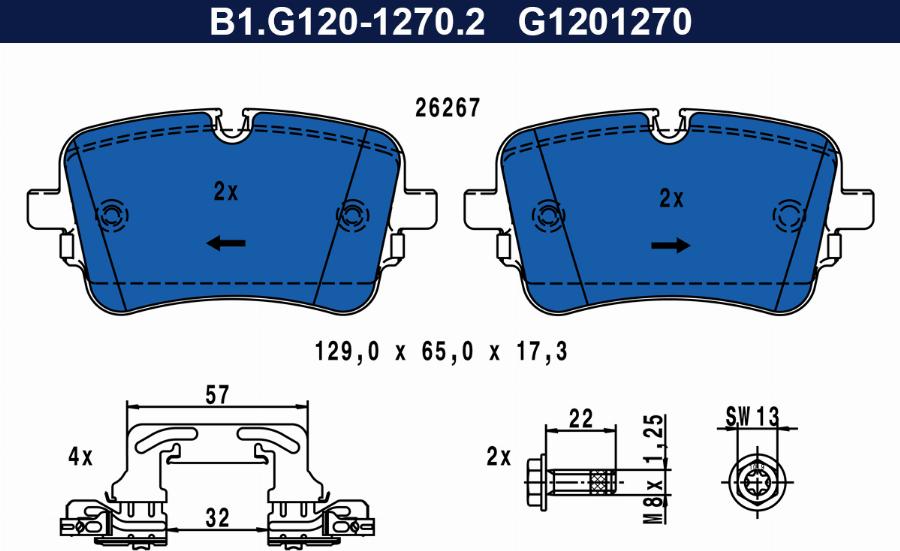 Galfer B1.G120-1270.2 - Гальмівні колодки, дискові гальма autocars.com.ua