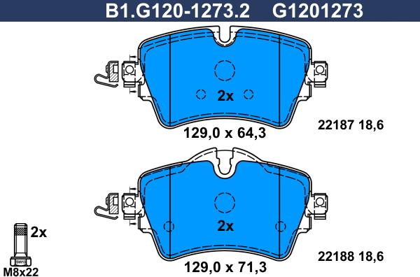 Galfer B1.G120-1273.2 - Гальмівні колодки, дискові гальма autocars.com.ua