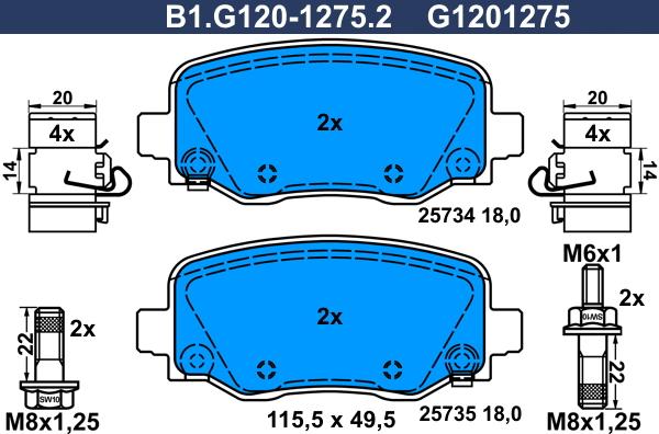 Galfer B1.G120-1275.2 - Гальмівні колодки, дискові гальма autocars.com.ua
