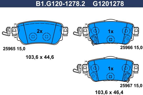 Galfer B1.G120-1278.2 - Тормозные колодки, дисковые, комплект avtokuzovplus.com.ua