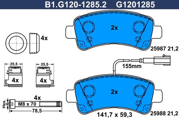 Galfer B1.G120-1285.2 - Тормозные колодки, дисковые, комплект autodnr.net