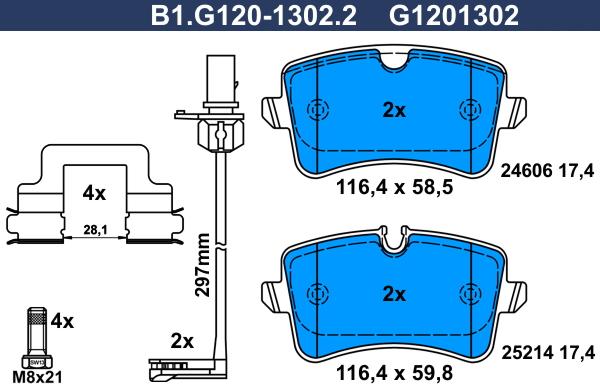 Galfer B1.G120-1302.2 - Гальмівні колодки, дискові гальма autocars.com.ua