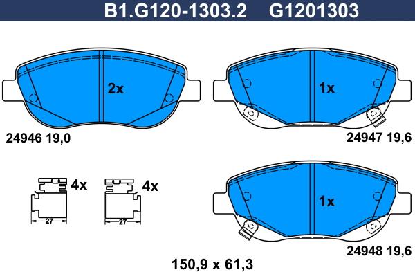 Galfer B1.G120-1303.2 - Гальмівні колодки, дискові гальма autocars.com.ua