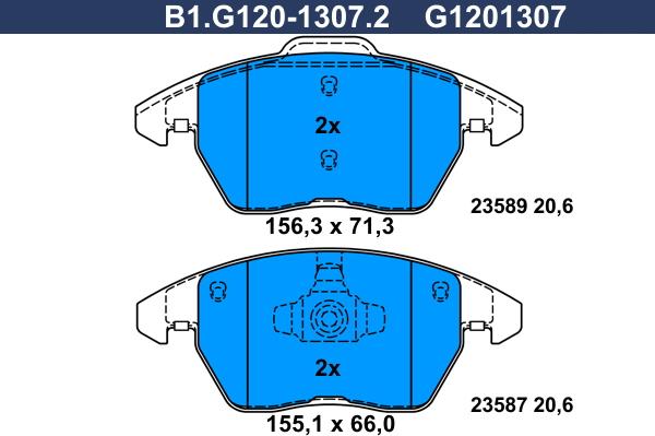 Galfer B1.G120-1307.2 - Тормозные колодки, дисковые, комплект autodnr.net