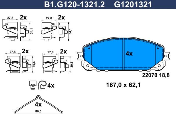 Galfer B1.G120-1321.2 - Гальмівні колодки, дискові гальма autocars.com.ua