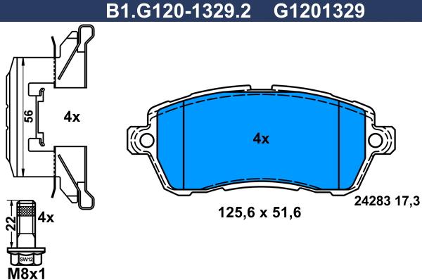 Galfer B1.G120-1329.2 - Гальмівні колодки, дискові гальма autocars.com.ua