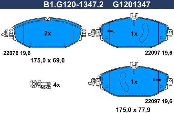 Galfer B1.G120-1347.2 - Гальмівні колодки, дискові гальма autocars.com.ua