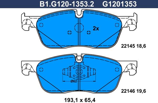 Galfer B1.G120-1353.2 - Гальмівні колодки, дискові гальма autocars.com.ua