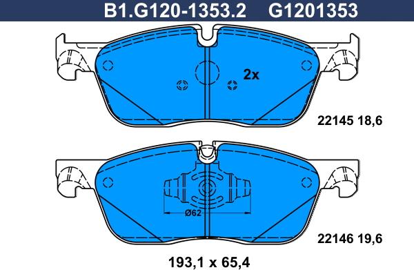 Galfer B1.G120-1353.2 - Тормозные колодки, дисковые, комплект avtokuzovplus.com.ua