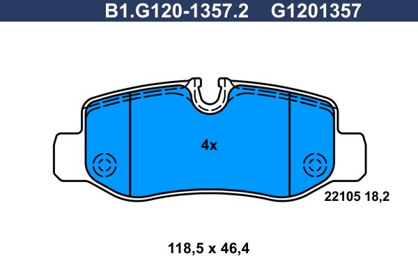 Galfer B1.G120-1357.2 - Тормозные колодки, дисковые, комплект avtokuzovplus.com.ua