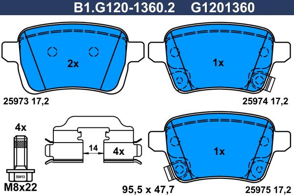 Galfer B1.G120-1360.2 - Гальмівні колодки, дискові гальма autocars.com.ua