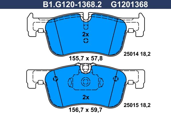 Galfer B1.G120-1368.2 - Тормозные колодки, дисковые, комплект avtokuzovplus.com.ua