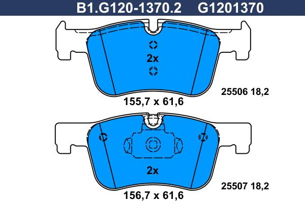 Galfer B1.G120-1370.2 - Тормозные колодки, дисковые, комплект avtokuzovplus.com.ua