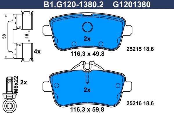 Galfer B1.G120-1380.2 - Тормозные колодки, дисковые, комплект autodnr.net