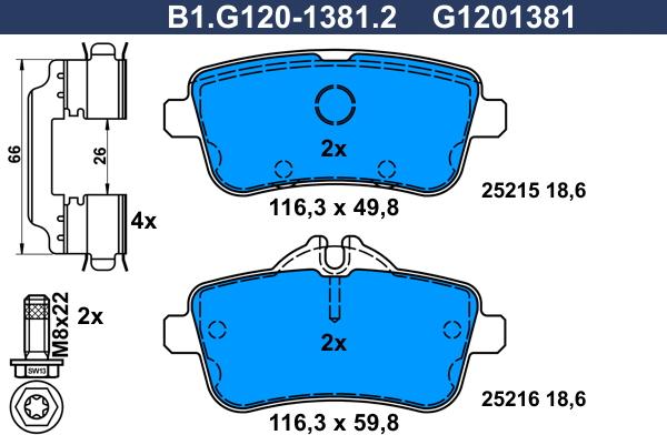 Galfer B1.G120-1381.2 - Тормозные колодки, дисковые, комплект autodnr.net