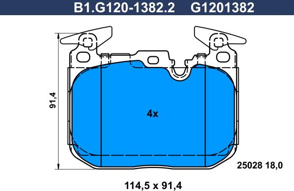 Galfer B1.G120-1382.2 - Гальмівні колодки, дискові гальма autocars.com.ua